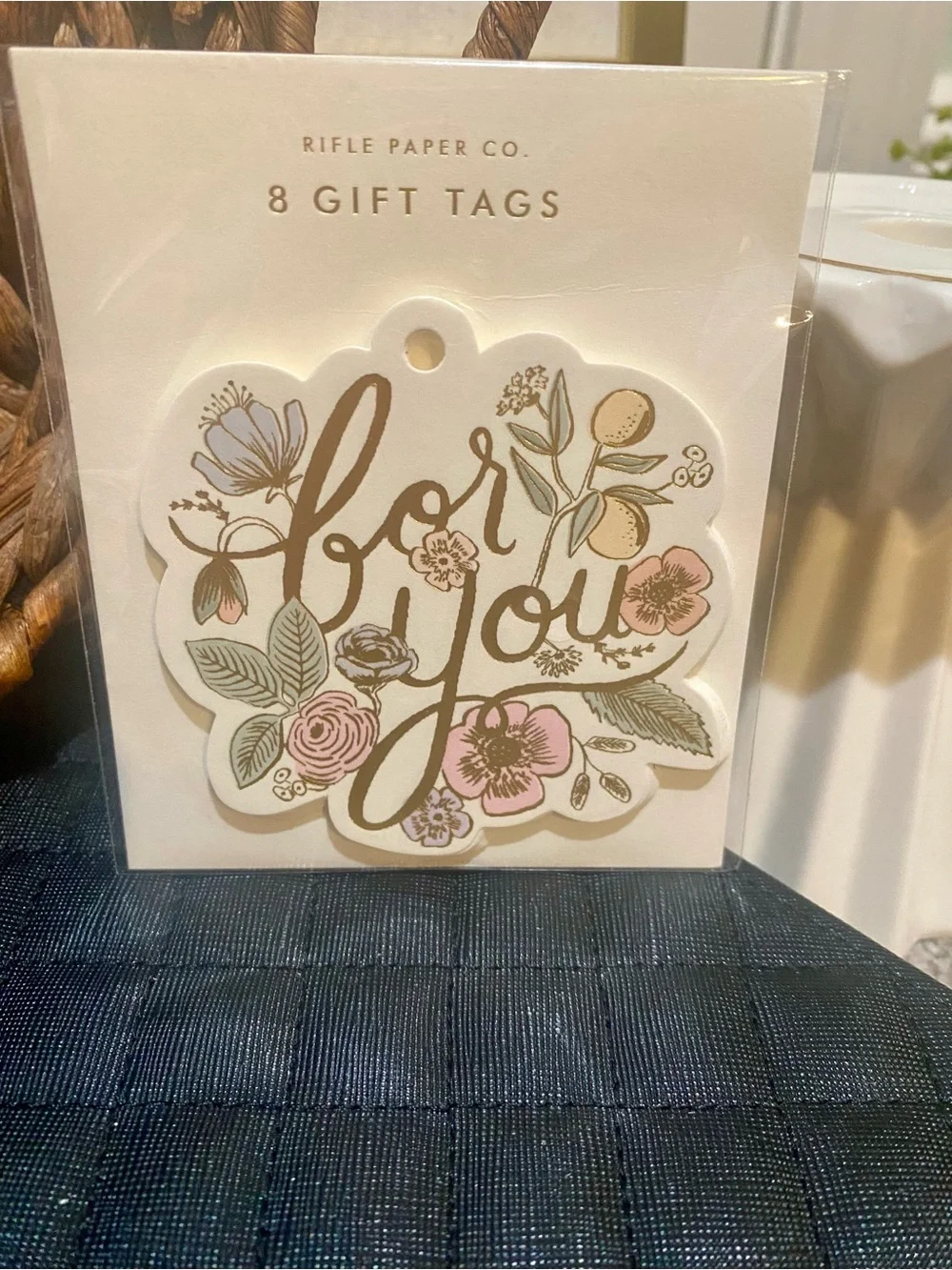 Rifle Paper Co. Gold and Pink Floral 'For You' Gift Tags - Set of 8